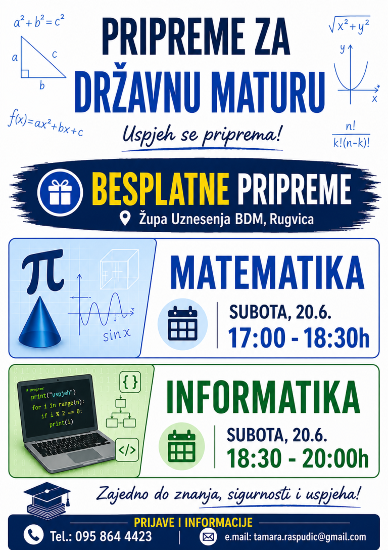 Besplatne pripreme za državnu maturu iz matematike i informatike
